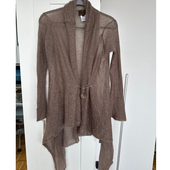 Fenn Wright Manson Brown Mohair Blend Open Front Waterfall Cardigan,Size 12, EUC - Picture 1 of 5